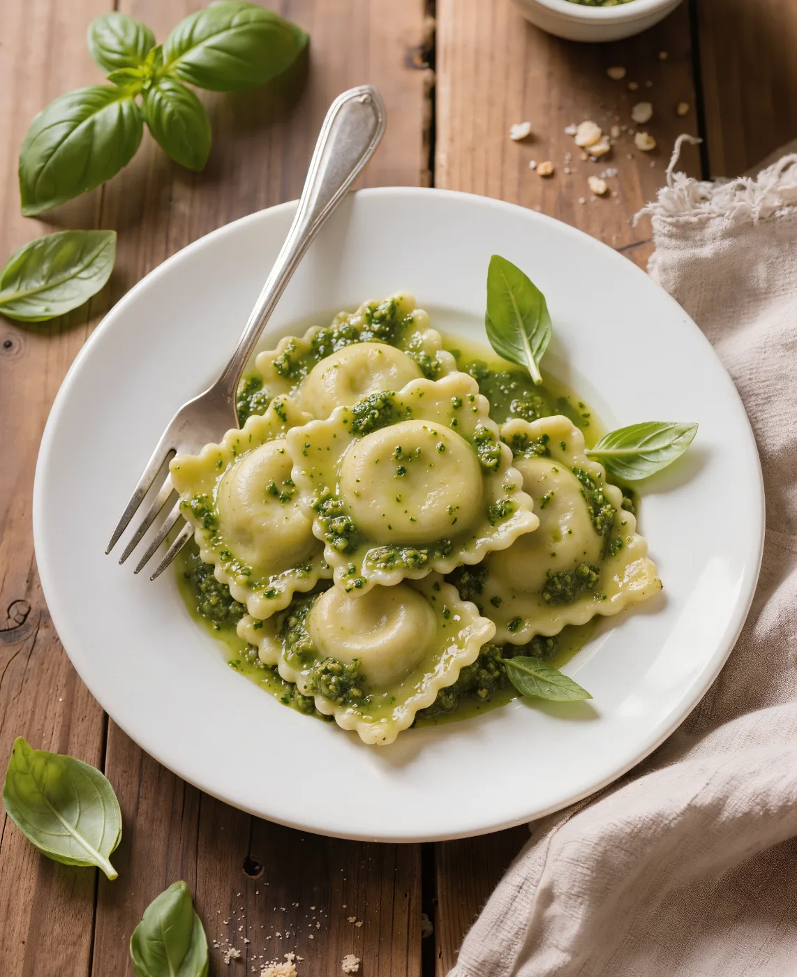 8 Adet El Yapımı Patatesli Ravioli & Taze Fesleğenli Krema Sosu İle